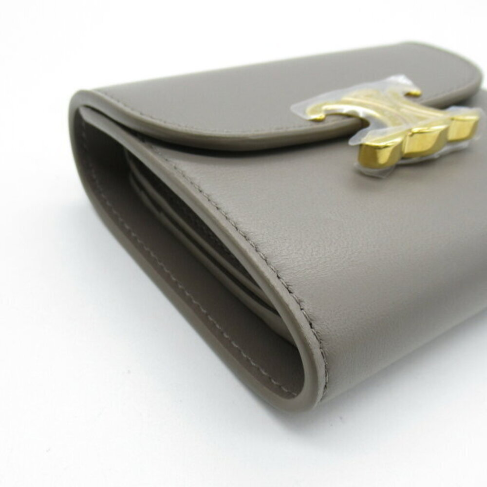 Celine Pepple Wallet Gray Triomphe Calfskin Shiny Leather - Picture 10 of 10